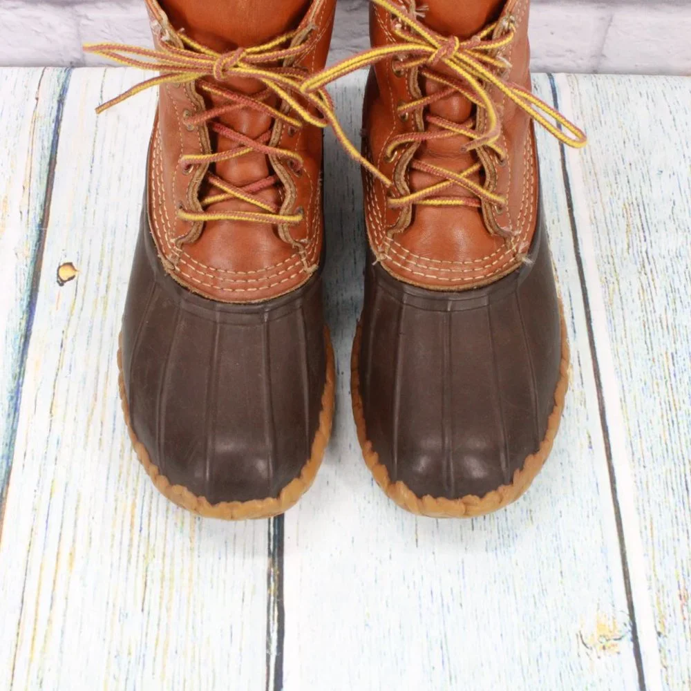 Vintage LL Bean 8" Brown Leather Unlined Duck Boots Size 9 M - Picture 5 of 9
